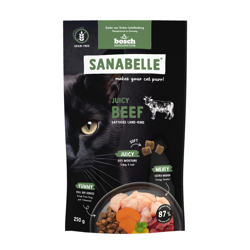 Sanabelle Juicy - Halbfeuchtes Trockenfutter - Land-Rind 250 g