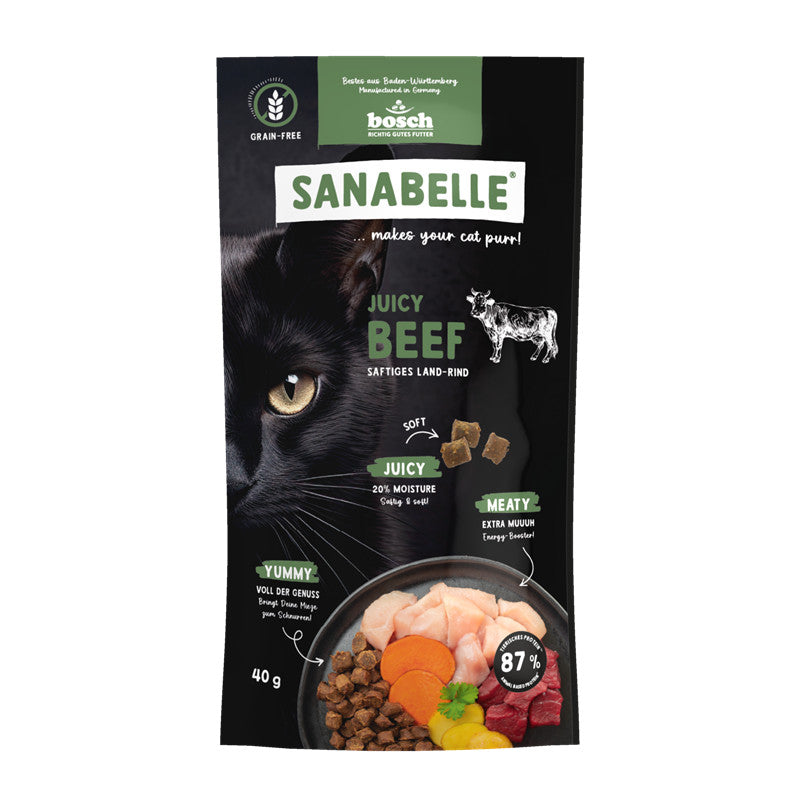 Sanabelle Juicy - Halbfeuchtes Trockenfutter - Land-Rind 40 g