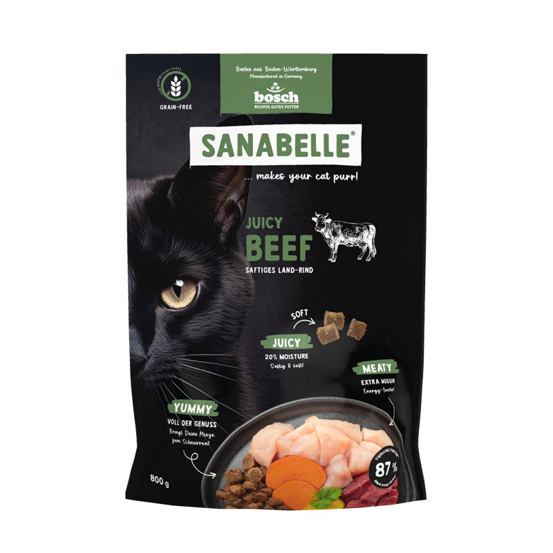 Sanabelle Juicy - Halbfeuchtes Trockenfutter - Land-Rind 800 g