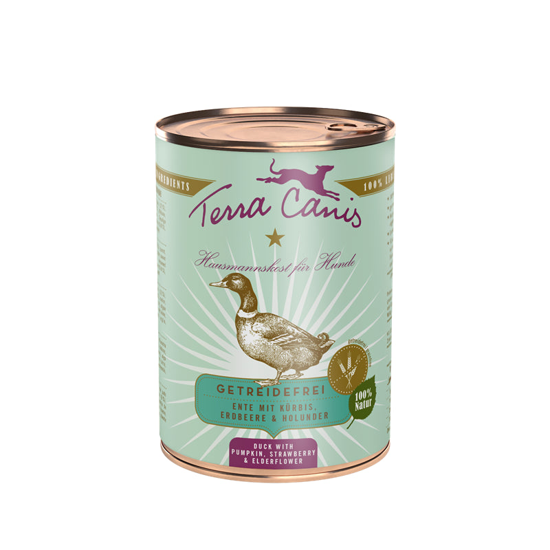 Terra Canis Getreidefrei Ente mit Kürbis, Erdbeere und Holunder 400 g