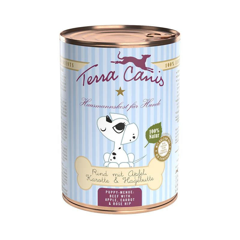 Terra Canis Welpe Rind mit Apfel, Karotte und Hagebutte 400 g