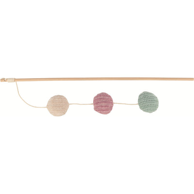 Trixie Cat Spielangel mit 3 Bällen Holz/Stoff Katzenminz 40 cm