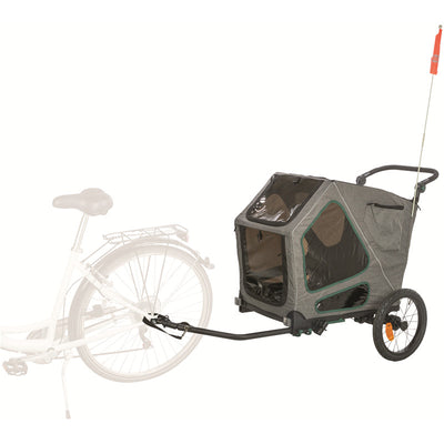 Trixie Fahrradanhänger Hund M in Grau | Gefedert | Faltbar mit Rampe M 71×95×85/138cm