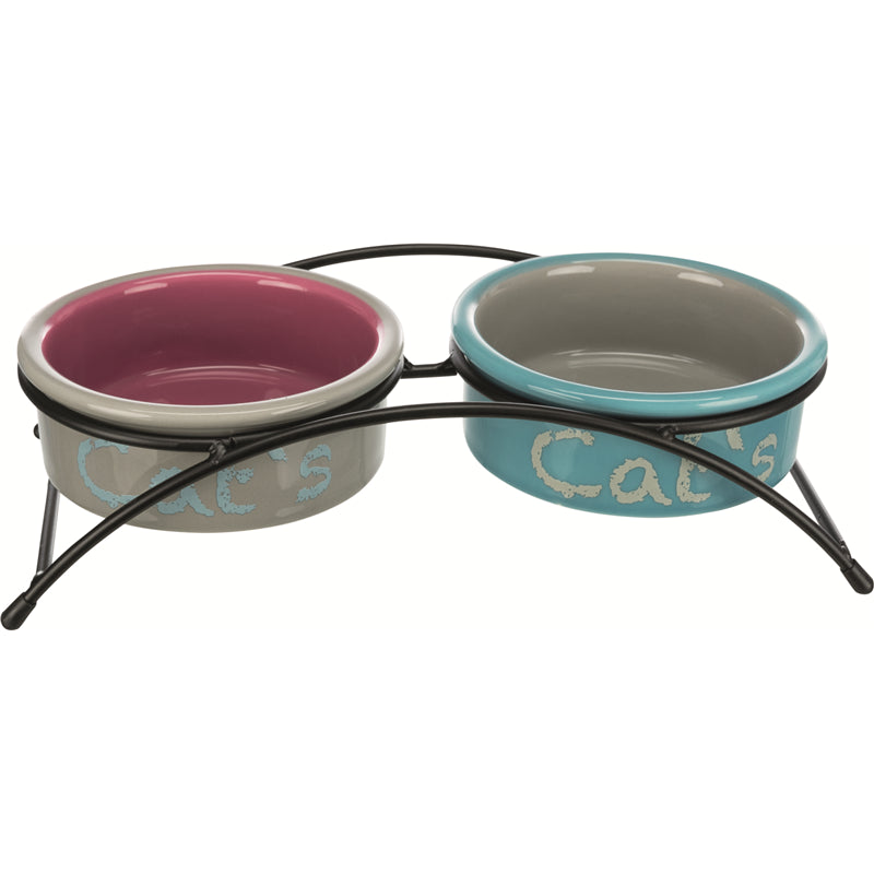 Trixie Eat on Feet Napf-Set hellblau/orange/lila ø 12 cm / 2 x 0,3 l
