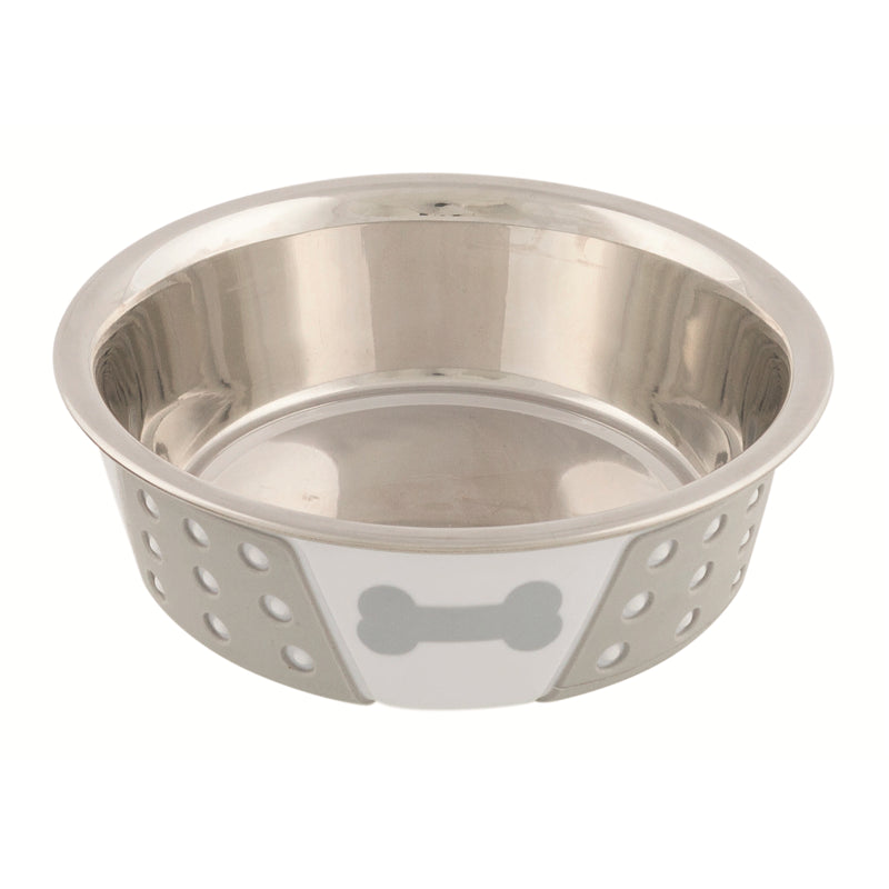 Trixie Edelstahlnapf mit Silikon weiß/grau ø 14 cm / 0,4 Liter