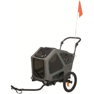 Trixie Fahrradanhänger Hund S in Grau/Salbei | Gefedert | Faltbar mit Rampe S: 64 × 92 × 80/130 cm grau/salbei