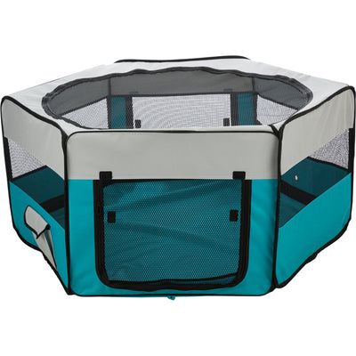 Trixie Freilauf für Zwergkaninchen oder Welpen blau / grau ø , faltbar 130 × 55 cm