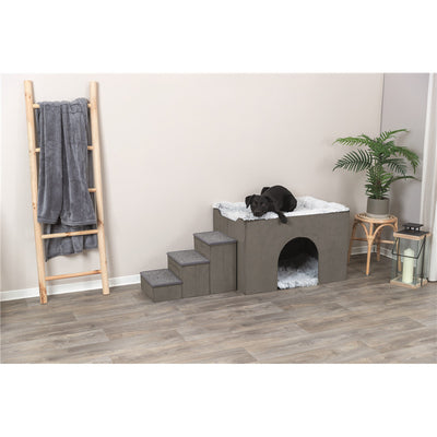 Trixie Höhle Harvey mit Treppe, grau/weiß-schwarz 154 × 60 × 60 cm