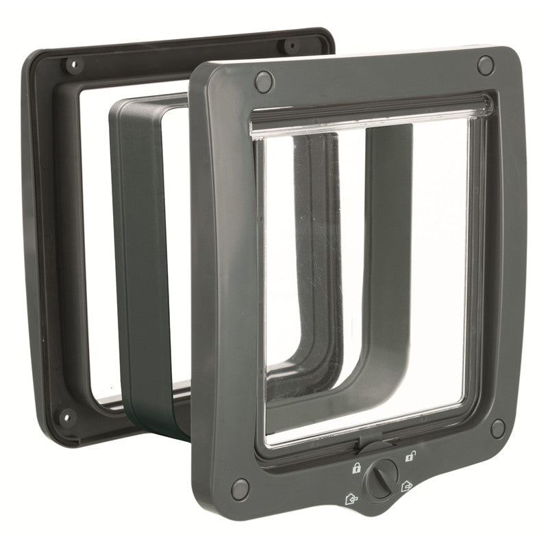 Trixie Katzen 4-Wege Freilauftür mit Tunnel grau 24 x 28 cm