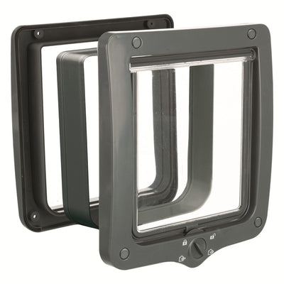 Trixie Katzen 4-Wege Freilauftür mit Tunnel grau 24 x 28 cm