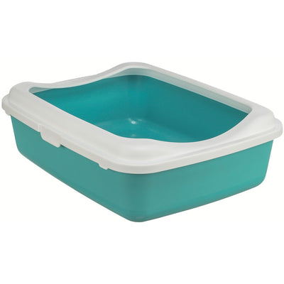Trixie Katzentoilette Classic mit Rand petrol / weiß 37 × 15 × 47 cm