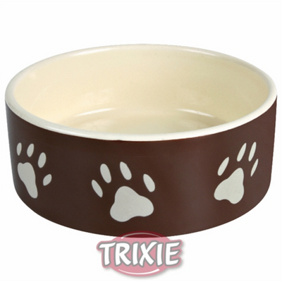 Trixie Keramiknapf mit Pfoten - braun/creme 0,8 Liter /ø 16 cm