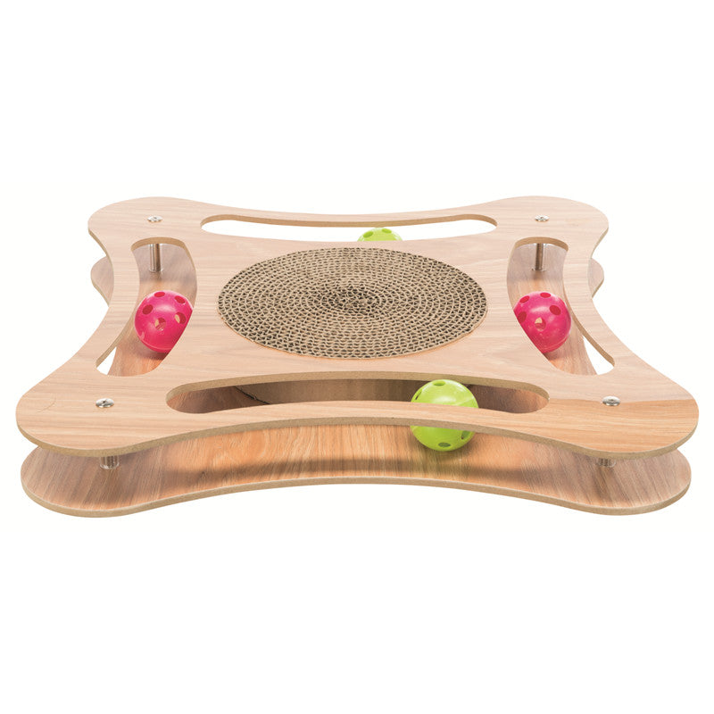 Trixie Kratzpappe mit Spielzeug Holz 35 × 4 × 35 cm
