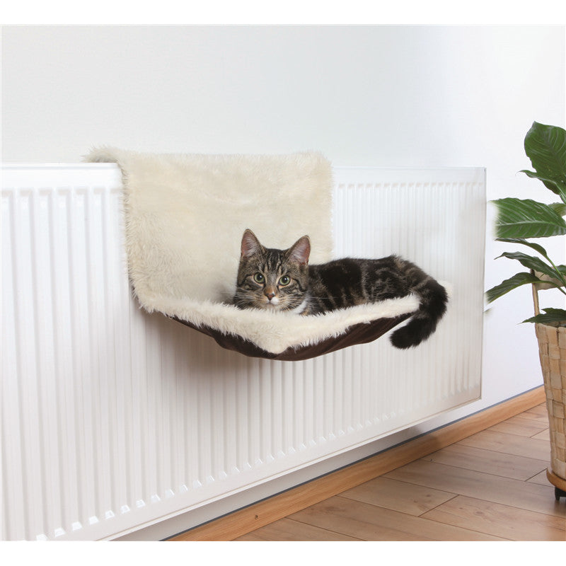 Trixie Liegemulde für die Heizung aus Plüsch/Veloursleder creme/braun 45 x 26 x 31 cm