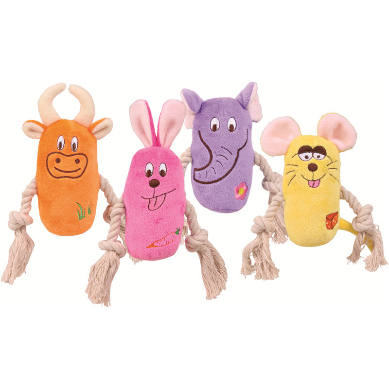 Trixie Plüsch Tier mit Tau und Squeaker 13 cm