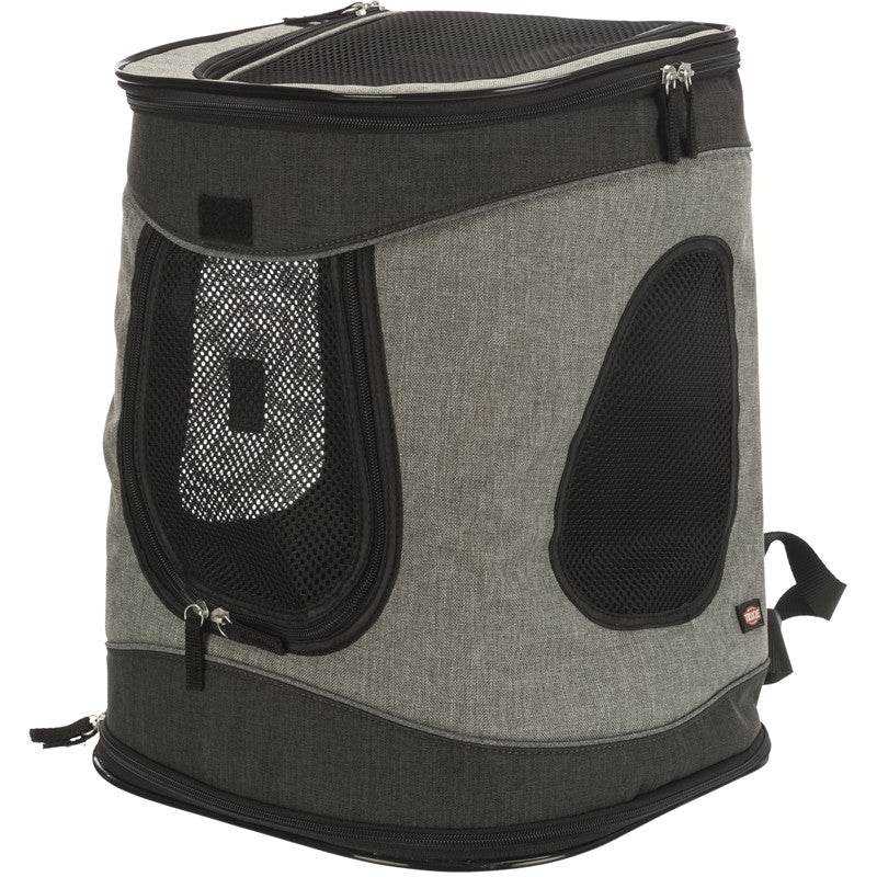 Trixie Rucksack Timon Schw./Grau - für Hunde & Katzen bis 12kg - atmungsaktiv - anatomisch geformt 34 × 44 × 30 cm