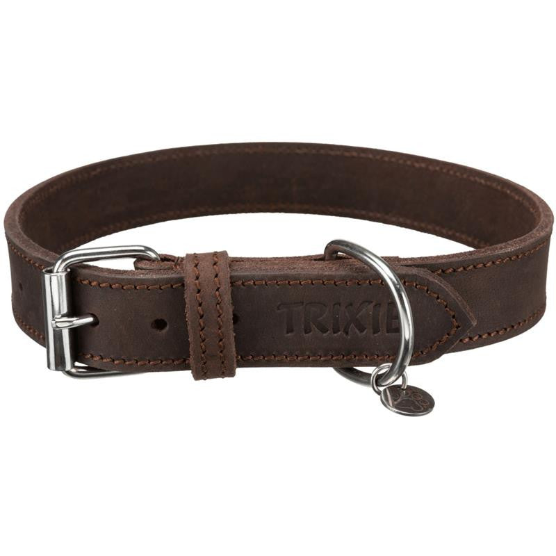 Trixie Rustic Fettleder Halsband dunkelbraun L 48-56 cm / 30 mm