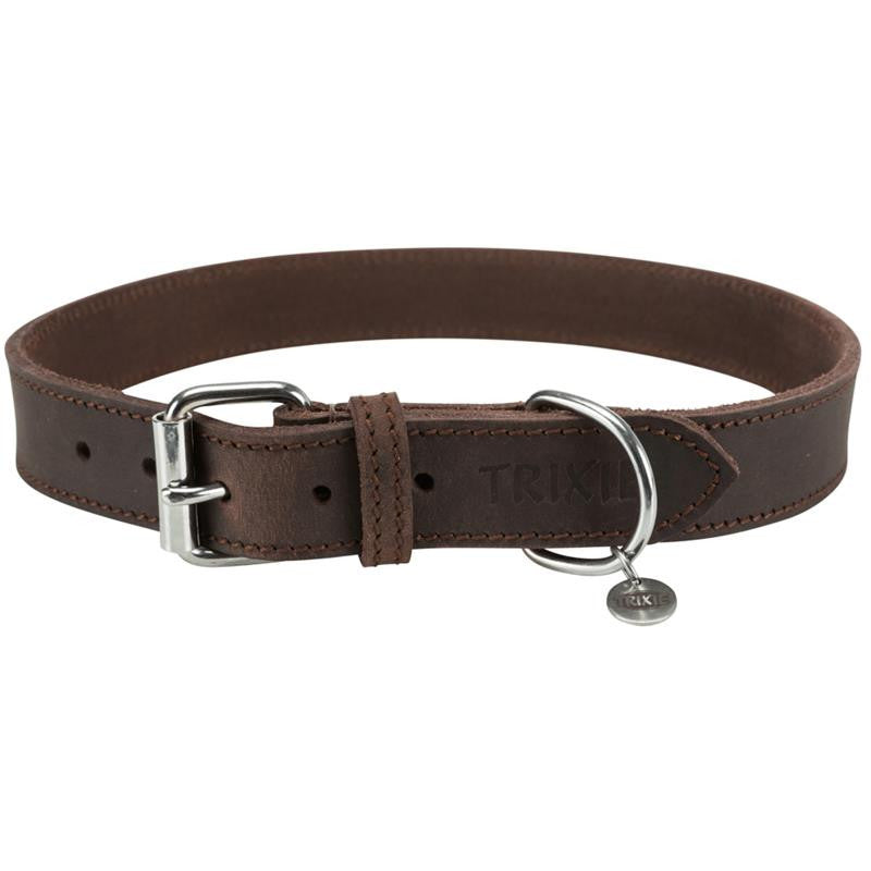Trixie Rustic Fettleder Halsband dunkelbraun L - XL 57-66 cm / 30 mm