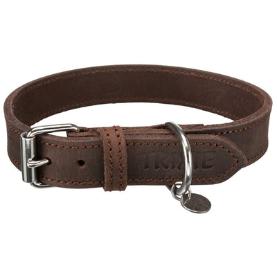 Trixie Rustic Fettleder Halsband dunkelbraun M 37-44 cm / 25 mm