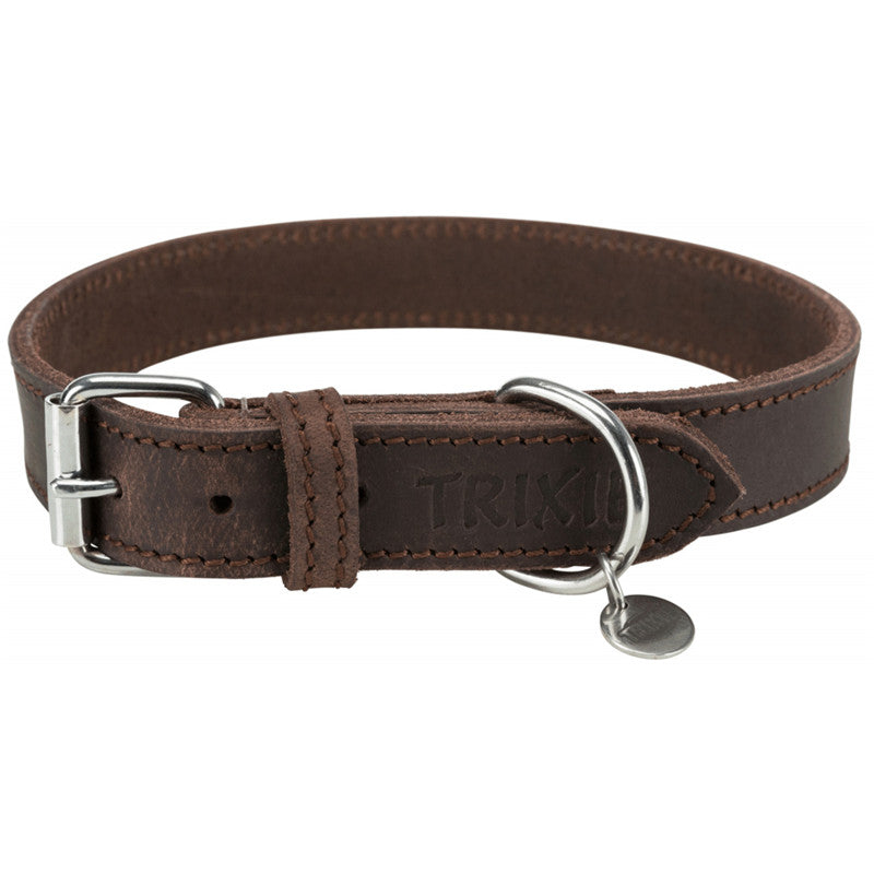 Trixie Rustic Fettleder Halsband dunkelbraun M-L 42-48 cm / 25 mm