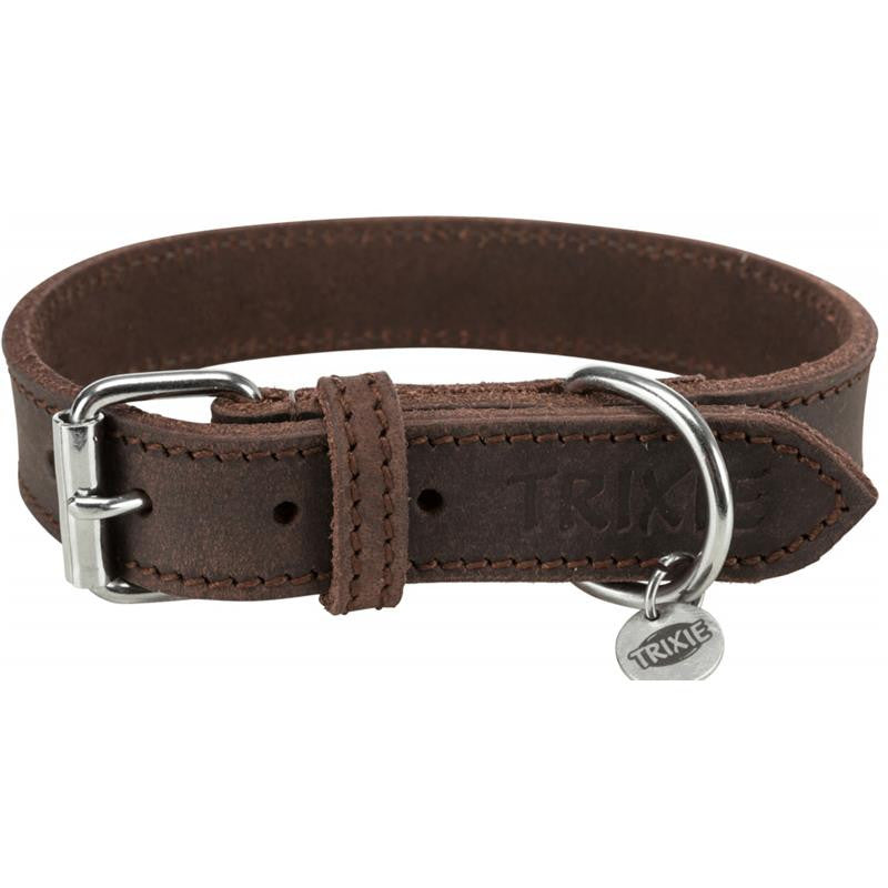 Trixie Rustic Fettleder Halsband dunkelbraun S-M 34-40 cm / 25 mm
