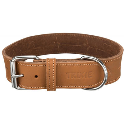 Trixie Rustic Fettleder-Halsband Heartbeat braun L 47-55 cm / 40 mm