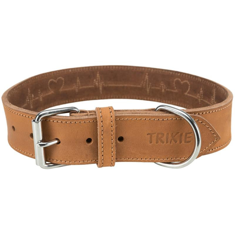 Trixie Rustic Fettleder-Halsband Heartbeat braun M 38-47 cm / 40 mm
