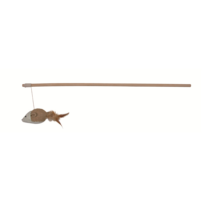 Trixie Spielangel Catnip Maus Jute/Canvas mit Federn 50 cm