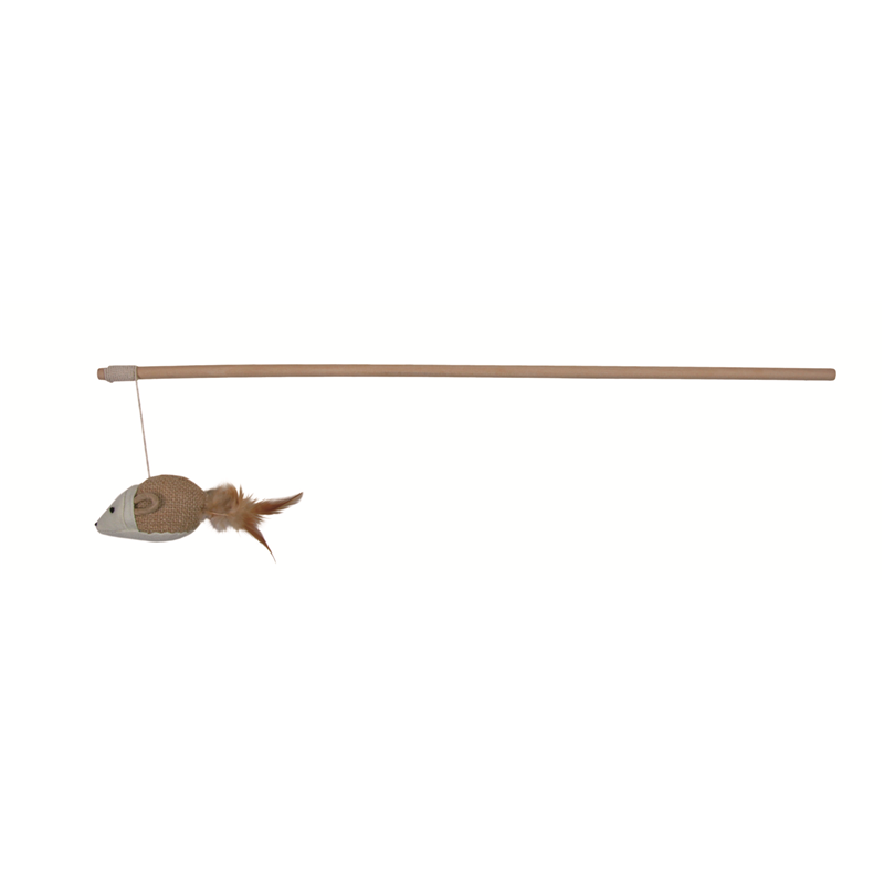 Trixie Spielangel Catnip Maus Jute/Canvas mit Federn 50 cm