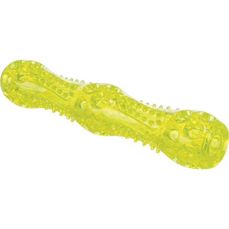 Trixie Thermoplastisches Gummi (TPR) Stick mit Squeaker grün/gelb 28 cm