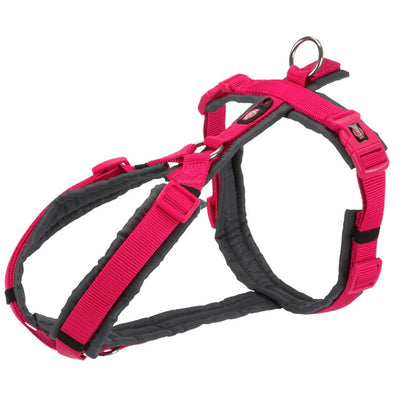 Trx. Dog Prem Trekk Geschirr 13mm fuchsia/grafit XS-S 32-38cm