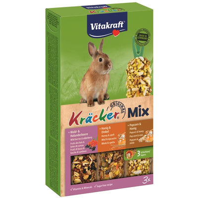 Vitakraft® Kräcker® Mix + Waldbeere / Honig / Popcorn für Zwergkaninchen 3 Stück