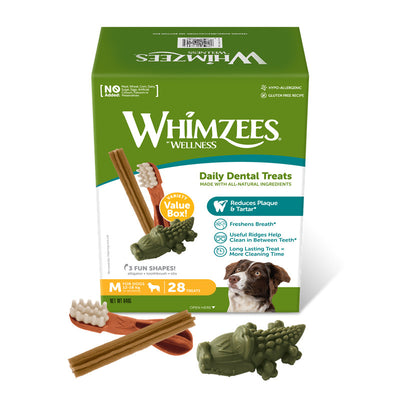 Whimzees Dog Snack Variety Value Box M (28 Treats)