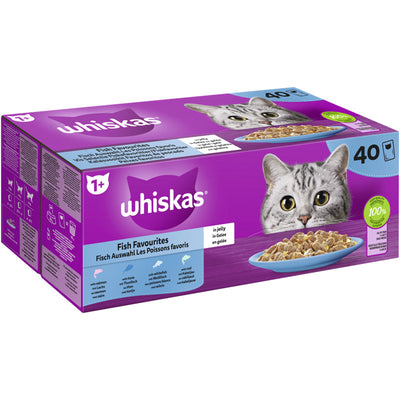 Whiskas Portionsbeutel Multipack 1+ Fisch Auswahl in Gelee 40 x 85 g 1 Stück