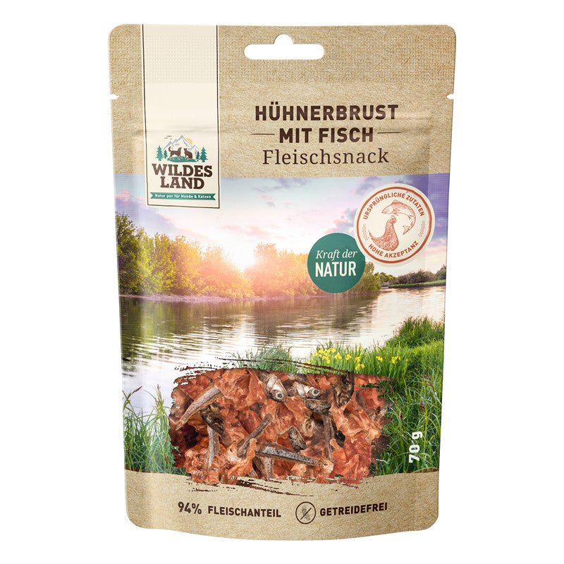 Wildes Land Hühnerbrust mit Fisch 70 g