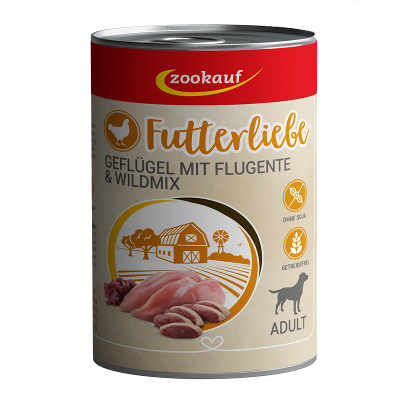 zookauf Futterliebe Adult Geflügel mit Flugente + Wildmix 400 g