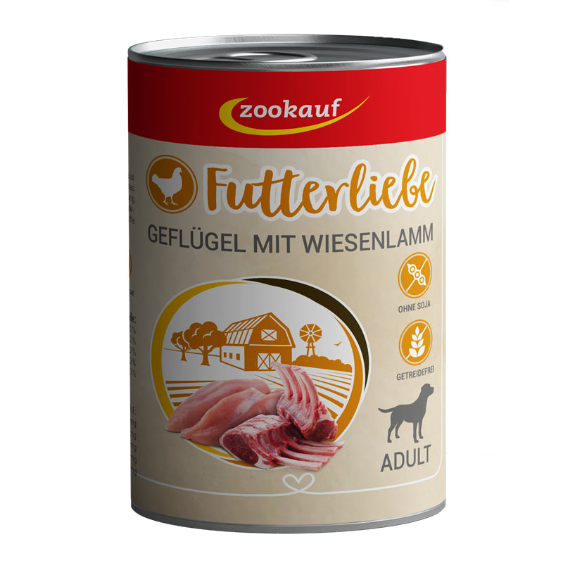 zookauf Futterliebe Adult Geflügel mit Wiesenlamm 400 g