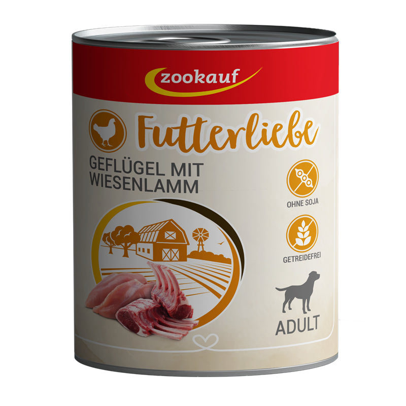 zookauf Futterliebe Adult Geflügel mit Wiesenlamm 800 g