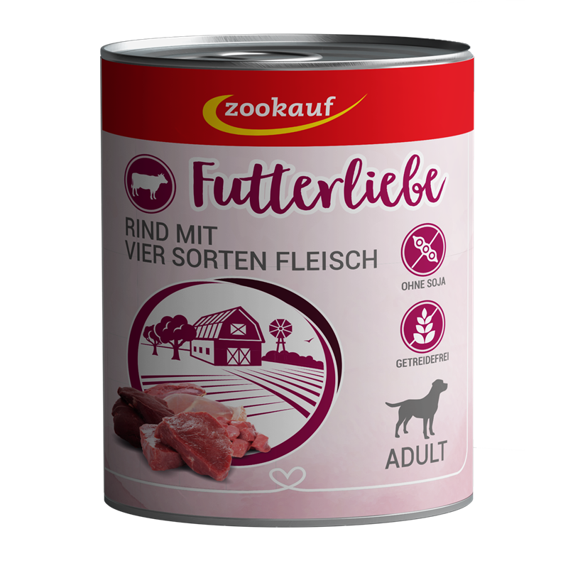 zookauf Futterliebe Adult Rind mit 4-Sorten Fleisch 800 g