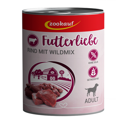 zookauf Futterliebe Adult Rind mit Wildmix 800 g
