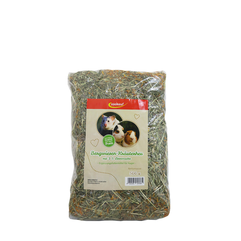 zookauf Nager Premium Bergwiesen-Kräuterheu Löwenzahn 500 g