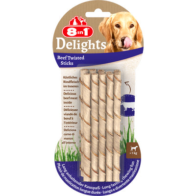 8in1 Delights Beef Twisted Sticks 10 Stück / 55 g