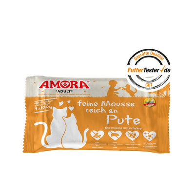 AMORA Cat Pouchbeutel Flowpack feine Mousse reich an Pute 4x100g 1 Stück