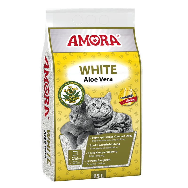 AMORA Katzenstreu White Compact Aloe Vera 15 l