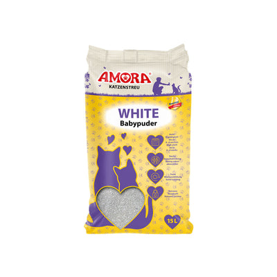 AMORA Katzenstreu White Compact mit Babypuder 15 l