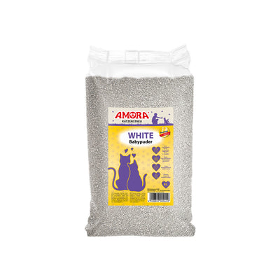 AMORA Katzenstreu White Compact mit Babypuder 8 Liter