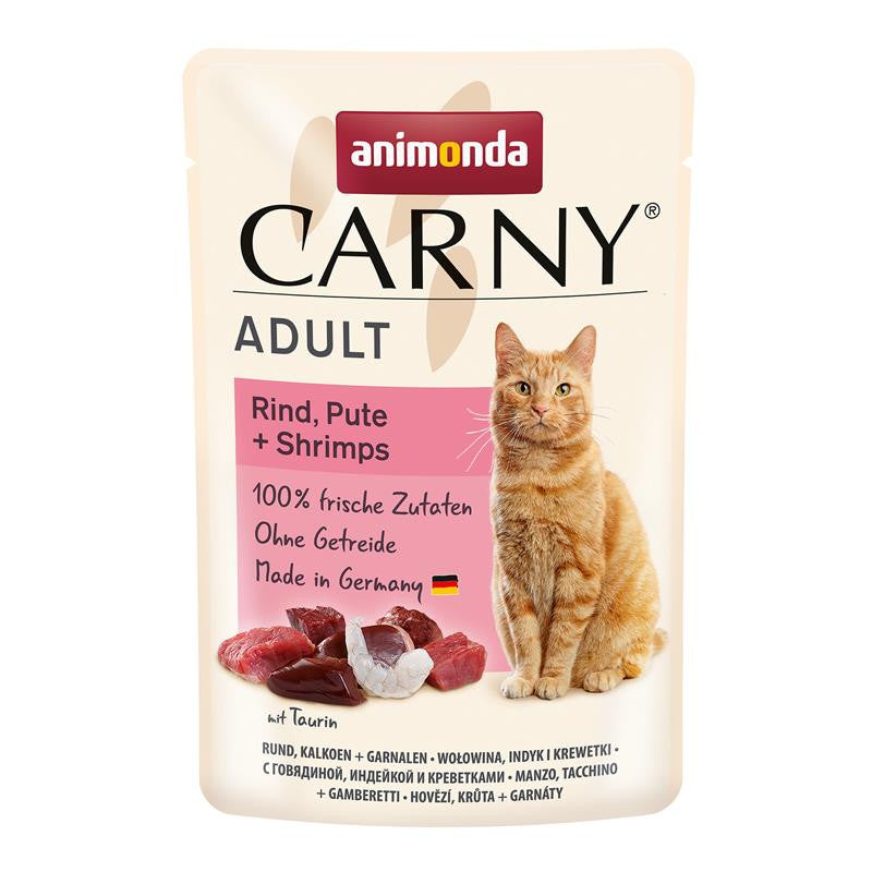 Animonda Cat Portionsbeutel Carny Adult Rind, Pute + Shrimps 85 g