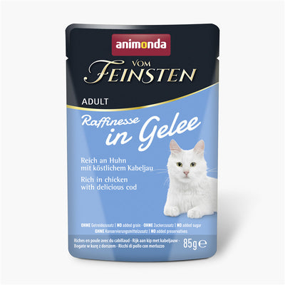 animonda Vom Feinsten Raffinesse in Gelee Adult reich an Huhn mit Kabeljau 85 g