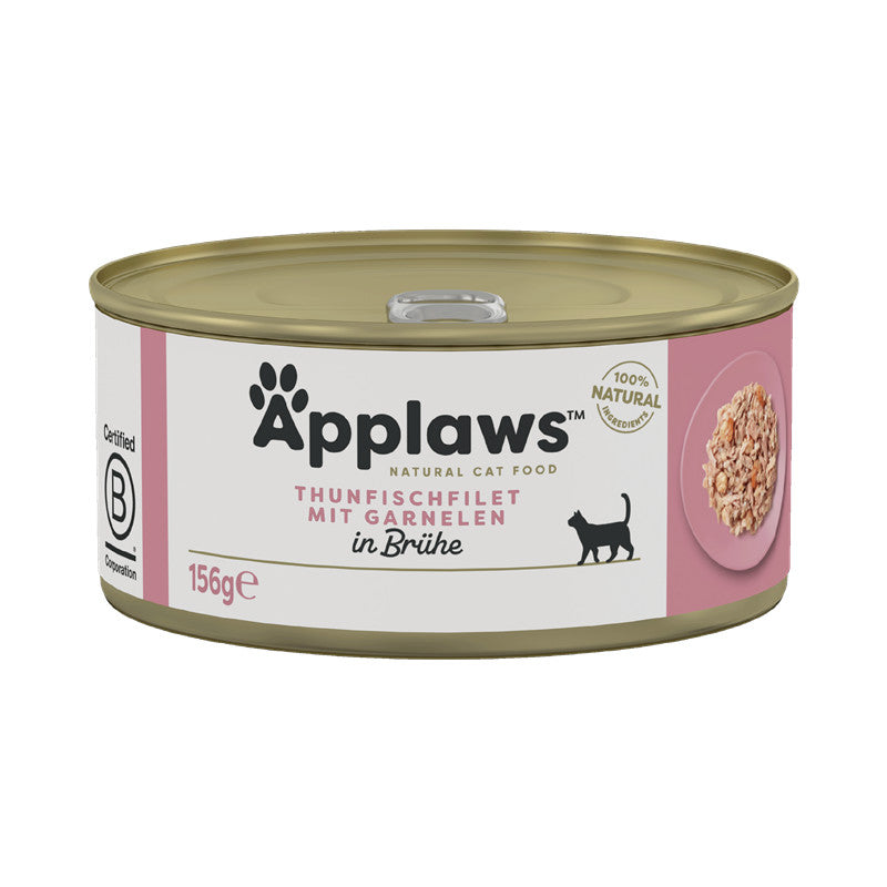 Applaws Katzen Nassfutter in der Dose mit Thunfischfilets & Garnelen 156 g