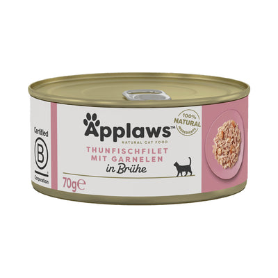 Applaws Katzen Nassfutter in der Dose mit Thunfischfilets & Garnelen 70 g